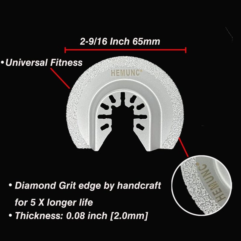 HEMUNC 6Pcs Diamond Oscillating Tool Blades, Multi Tool Mortar Cutting Saw Blades Precise for Grout Removal and Soft Tile Cut - Image 3